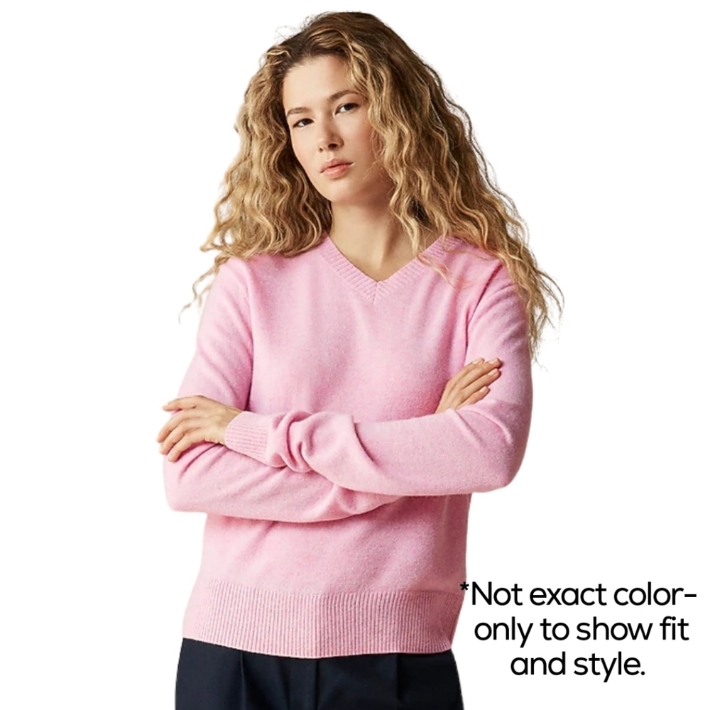 New! J. Crew Cashmere High V-neck Classic Fit Sweater in Iris - Picture 2 of 13